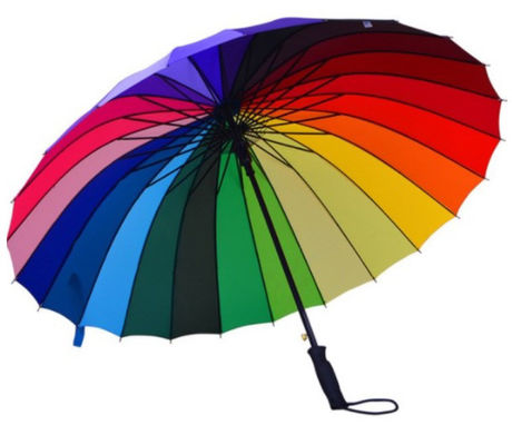 Waterproof 24 Colours Straight Rainbow Umbrella For Outdoor Use