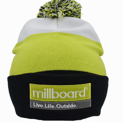 Promotional Soft Warm Embroidery Knitted Pom Pom Beanie Custom Made