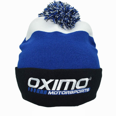 Custom Made Soft Warm Embroidery Knitted Pom Pom Winter Hat Fashion Style