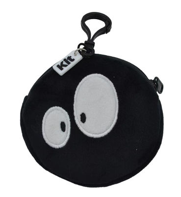 Round Shape Cute Embroidery And Printed Emoji Plush Coin Purse With Silicone Tag