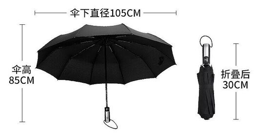 Outdoor 105cm Custom Made Strong Foldable Umbrella 10 Ribs Promotional