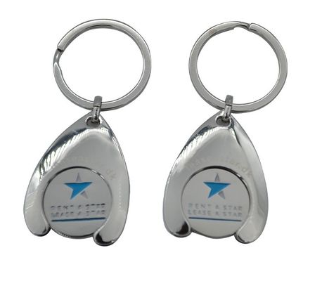 Shopping Promotional Metal Coin Keychain Custom Size Key Holders