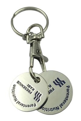 Shopping Promotional Metal Coin Keychain Custom Size Key Holders