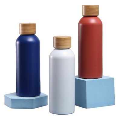 Insulated 500ml Bamboo Lid Stainless Steel Metal Water Bottle Keeping Drink Hot Cold 6-12hrs