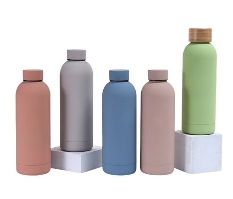 500ml Stainless Steel Drinking Bottles Metal Insulated Macaron Color Rubber Painting  For Outdoor Adventures