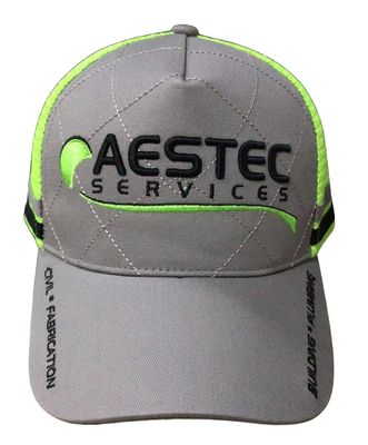 Pre Curved Cotton Mesh Custom Trucker Hat With Embroidery
