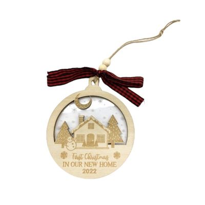 Custom Shape Full Colour UV Printed Wooden Ormanet For Christmas Holidays