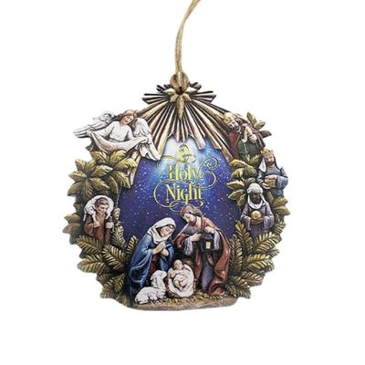 Custom Shape Full Colour UV Printed Wooden Ormanet For Christmas Holidays