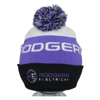 Custom Made Soft Warm Jacquard Pom Pom Knitted Cap Purple Colour