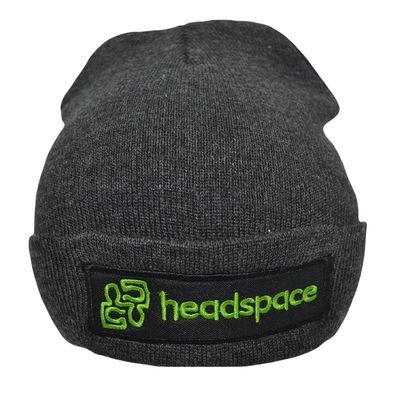 Embroidery Patch Custom Made Winter Knitted Beanie Grey Colour For Adults