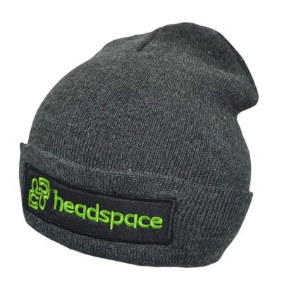 Embroidery Patch Custom Made Winter Knitted Beanie Grey Colour For Adults