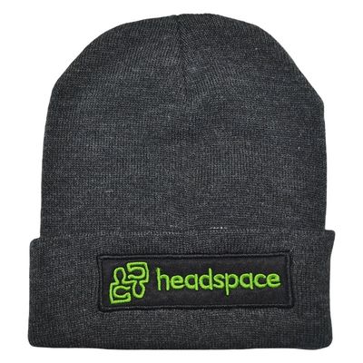 Embroidery Patch Custom Made Winter Knitted Beanie Grey Colour For Adults