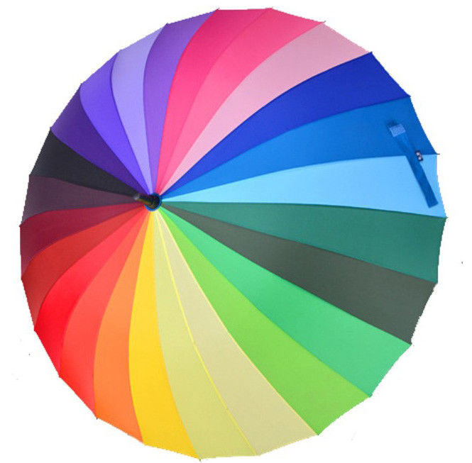 Waterproof 24 Colours Straight Rainbow Umbrella For Outdoor Use