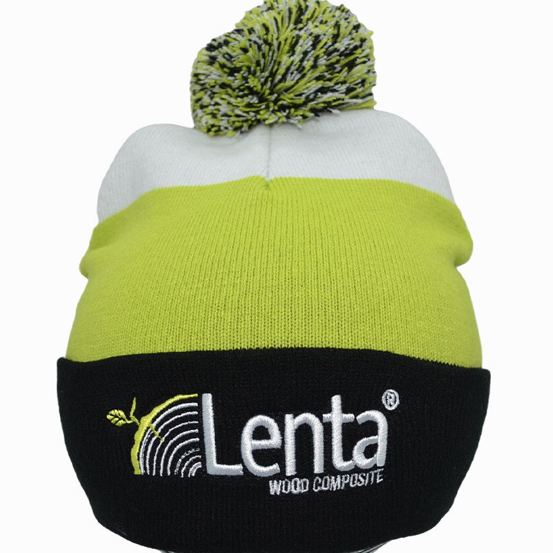 Promotional Soft Warm Embroidery Knitted Pom Pom Beanie Custom Made