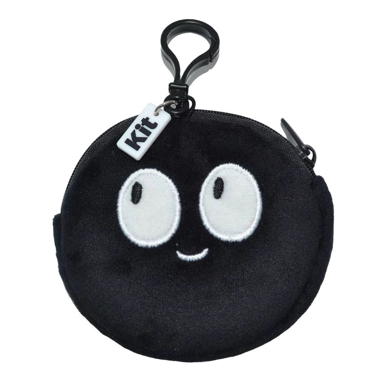 Round Shape Cute Embroidery And Printed Emoji Plush Coin Purse With Silicone Tag