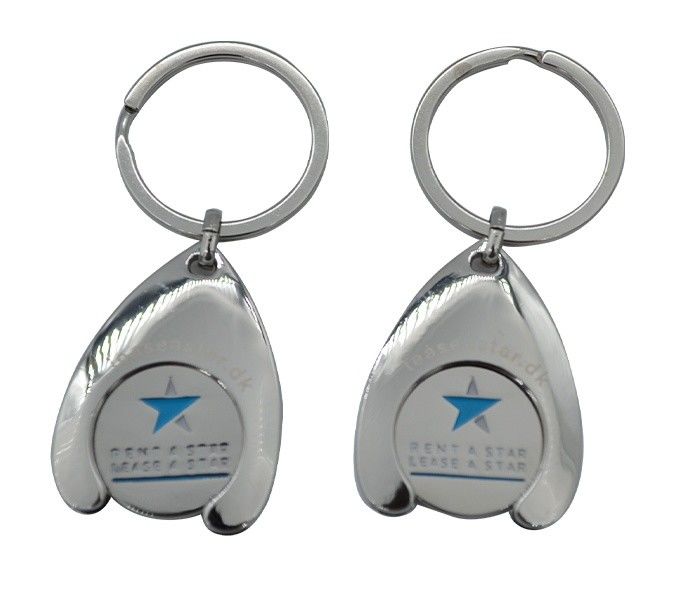 Shopping Promotional Metal Coin Keychain Custom Size Key Holders
