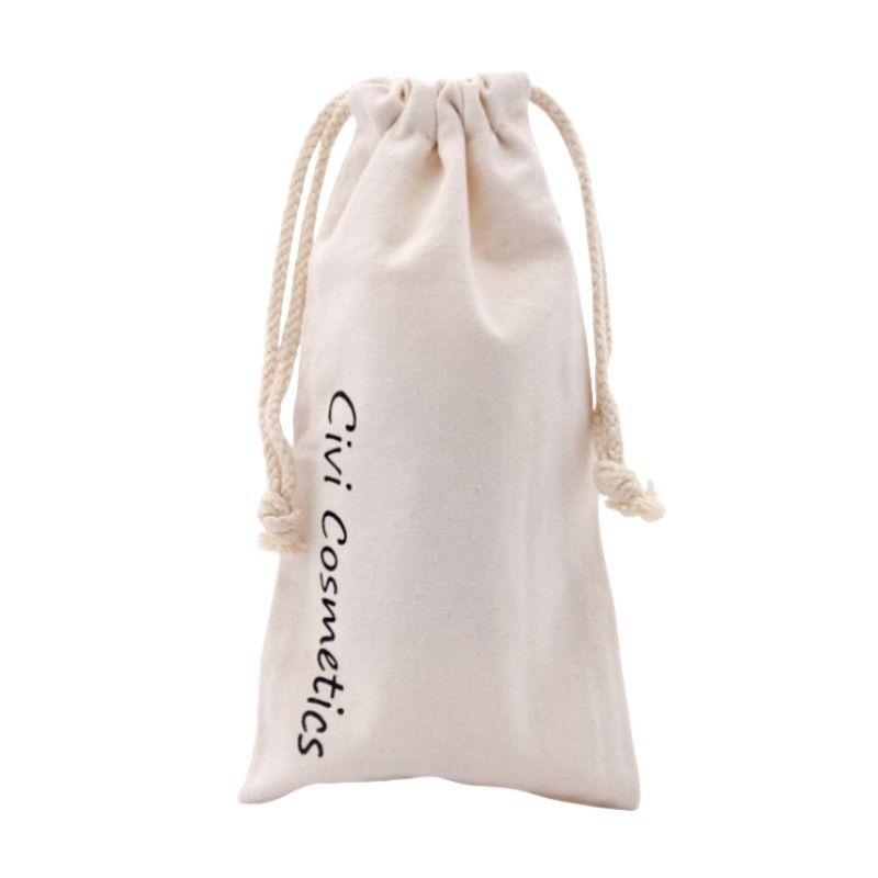 Eco Friendly Cosmetic Calico Drawstring Bags With Custom Printing And Size